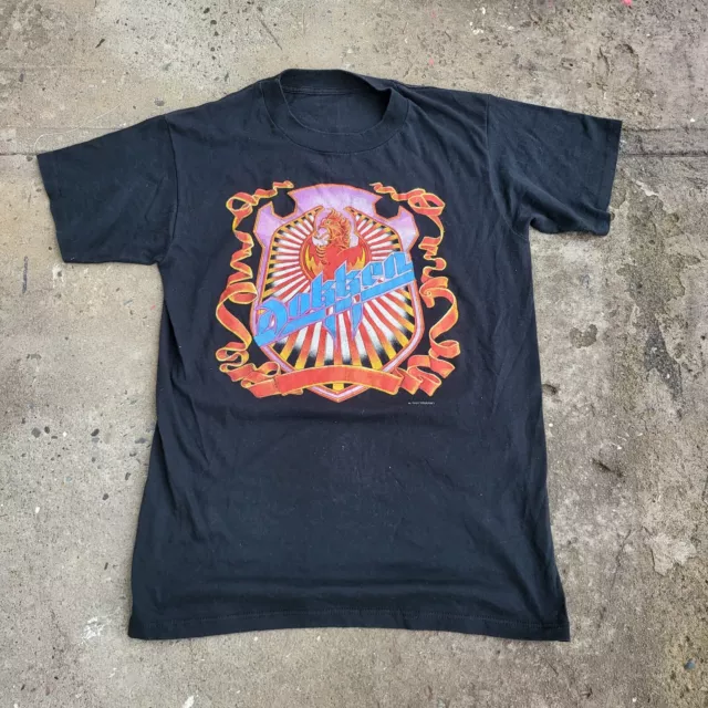 Vintage Dokken Rock Band T Shirt Size L 1987 Black Tour Concert Tee Graphic