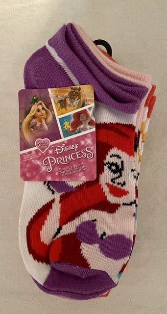 Disney Princess Assorted Girls Socks - 5 Pairs Shoe Size 10-4 - Brand New