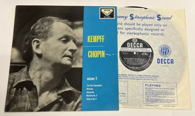 CHOPIN, Kempff Plays Chopin Volume 2  Decca SXL 2024 (has Tear Front Of Sleeve)