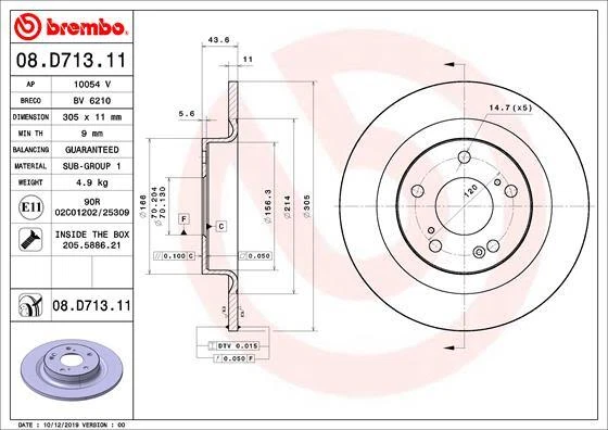 Dischi Freno Brembo Posteriore Set Di 2 - Verniciatura UV, Diametro 302 Mm, Spessore 10 Mm, Omologati ECE-R90