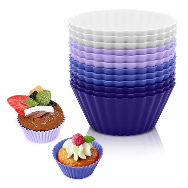 (Purple) Silicone Cupcake Liners, 24pcs Silicone Baking Cups, Silicone Muffin