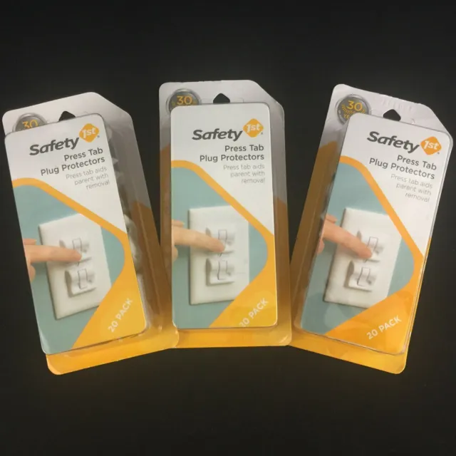 Safety 1st Press Tab Plug Protectors 3 Packs of 20 Count = 60 Count New