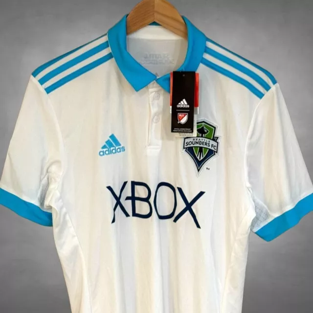 NWT Adidas Authentic MLS Seattle Sounders Team Jersey Men's Small White Soccer