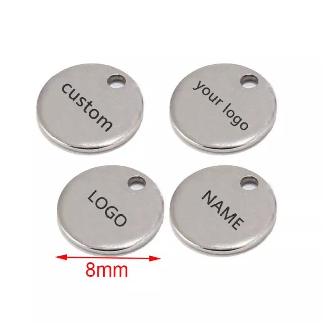 100pcs Customized Custom Logo Name Stainless Steel Round Dog Tags Charms Pendant