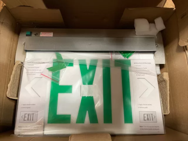 (C) Lithonia EDGR-1-GMR-EL-SD-WM-M4 Green LED Exit Sign Aluminum Single Face⚡️