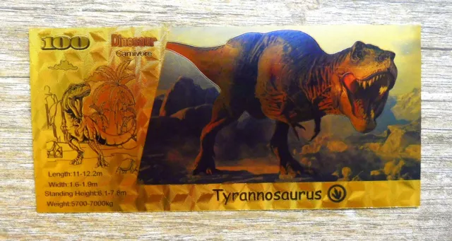 ★★ Usa : Billet 100 Dollars  Dinosaures Jurassic : Tyrannosaurus  ★★ A