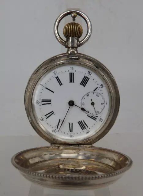 Hochwertige Savonnette Herrentaschenuhr Bijoux-Geneve SA Silber um 1890 (95089)