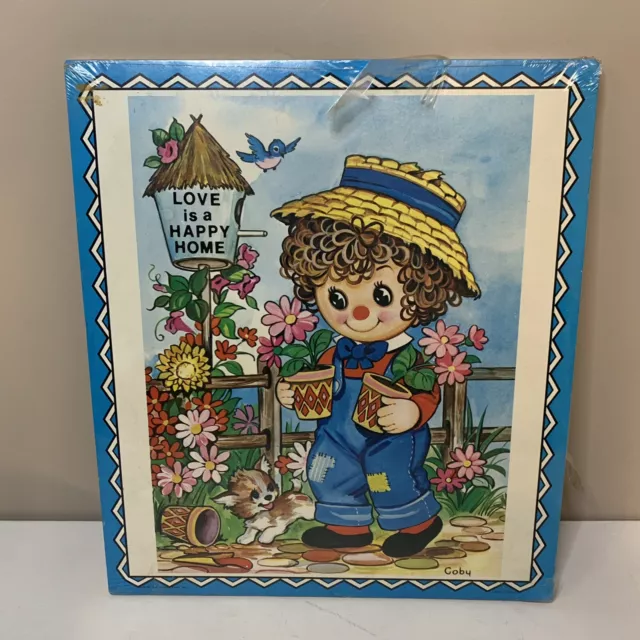 NEW VTG Soroka Farm Cottage Kids Litho Wall Decor 80s Love Happy Home Nursery