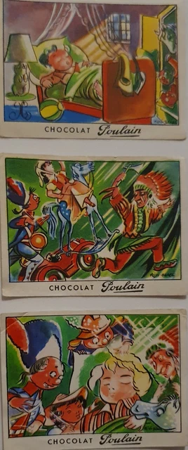 Lot de 3 images Chocolat Poulain "Les belles Chansons de France"