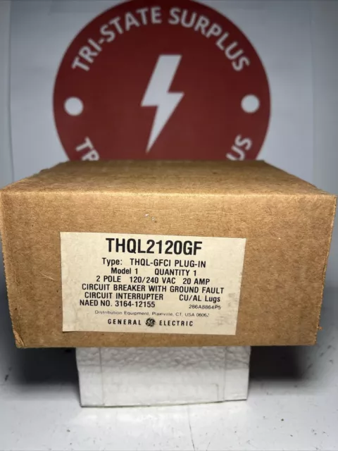 GE Circuit breaker THQL2120GF ground fault 5ma 2 pole 20A 120/240VA THQL2120GF1