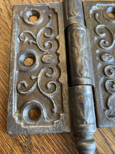Antique Vintage Eastlake Victorian Cast Iron Ornate Steeple Hinge 3 1/2" X 3 1/2 2