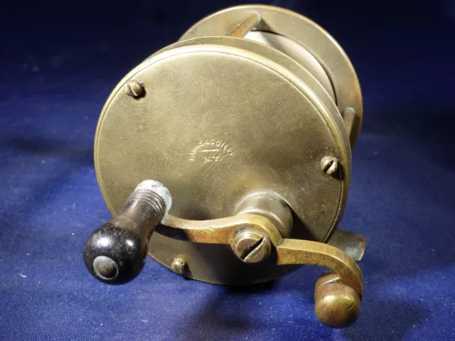 Early Julius Vom Hofe Brass Reel - Hawks & Ogilvy Stamping Early Julius Vom Hofe Brass Reel - Hawks & Ogilvy Stamping
