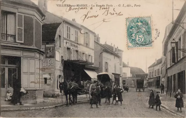 Cpa - 94 - Villiers-Sur-Marne - La Rue De Paris.