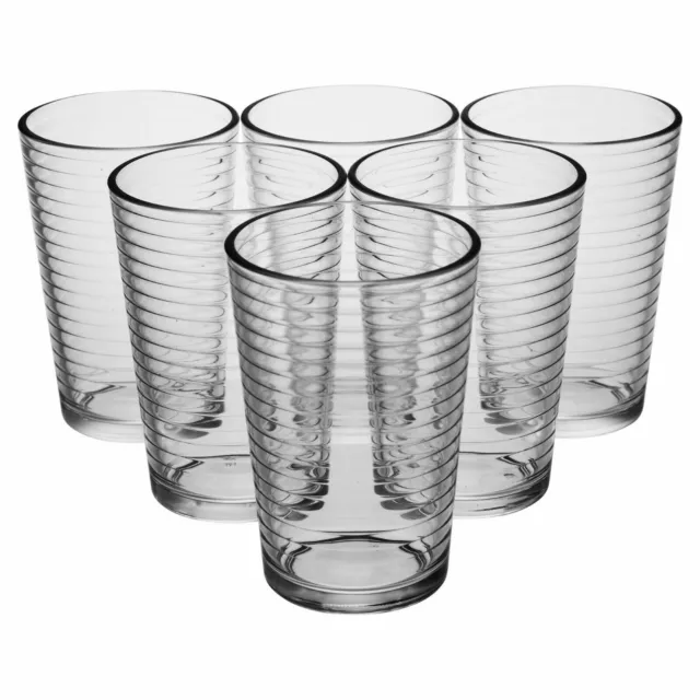 6 Drinking Loop Style Cup Water Juice Lemonade Dining Glasses Tumbler Dining Set