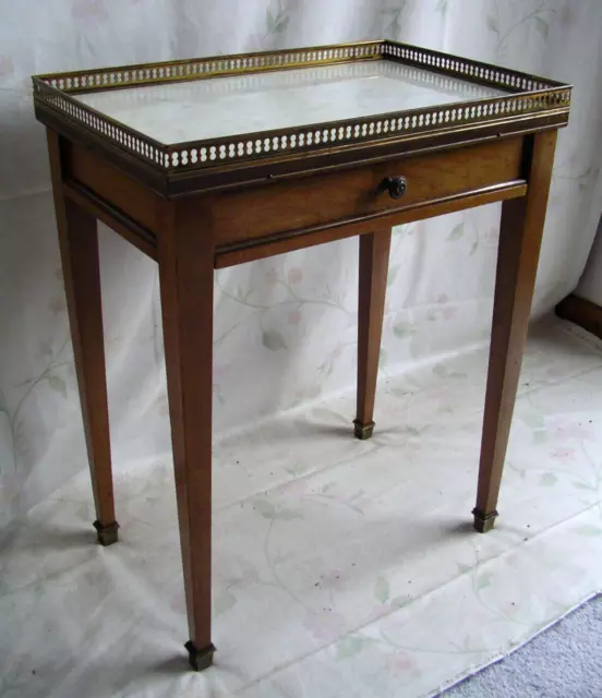 Frankreich 2. Empire Tisch klein Beistelltisch Teetisch Holz Messing Marmor 1900