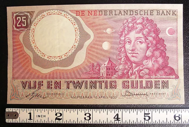 1955 Netherlands 25 Gulden banknote P-87 CIRCULATED Great eye appeal #12744