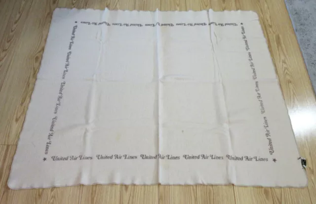 Vintage 1970'S Faribault Woolen Mills United Air Lines Wool Lap Blanket *Look*