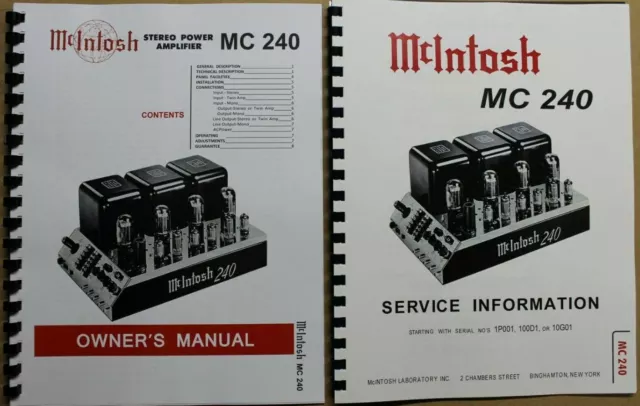 *Usa* Ultimate Mcintosh Mc240 Owner's / Service Manuals