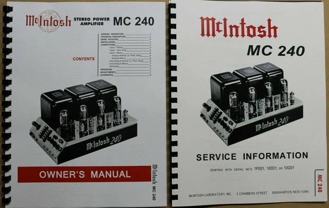 *Usa* Ultimate Mcintosh Mc240 Owner's / Service Manuals *Usa* Ultimate Mcintosh Mc240 Owner's / Service Manuals