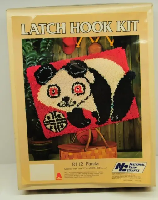 Panda Latch Hook Kit R112 20"x27" Vintage National Yarn Crafts