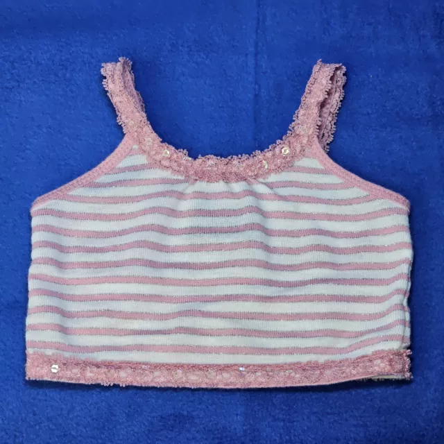 Build a Bear BAB Limited Too Pink and White Striped Tank Top Sequins