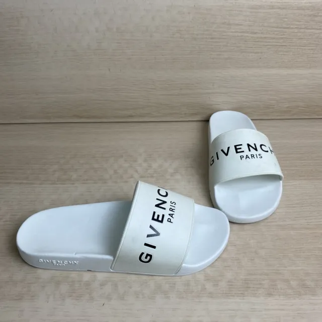 Givenchy White Rubber Logo Pool Slide Sandals Women’s Size 42