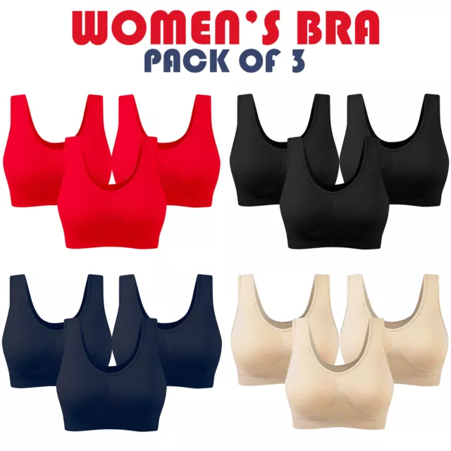 PACK OF 3 Seamless Stretch Comfort Sports Bra Style Crop Top Shapewear Vest Lot