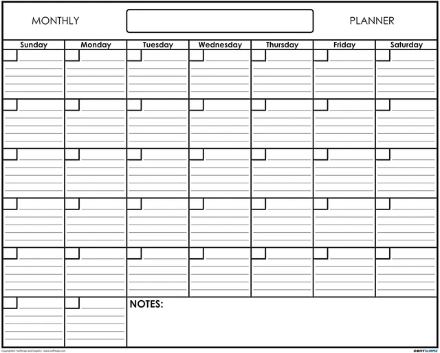 MONTHLY WALL CALENDAR Planner Hanging One Month Dry Erase Board White