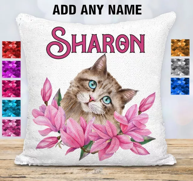 Cats Cushion Cover Sequin Throw Pillow Flip Sequins Personalised