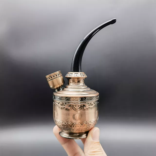 5.3" Portable Water Filter Pipe Mini Hookah Shisha Metal Smoking Pipes Gift Box