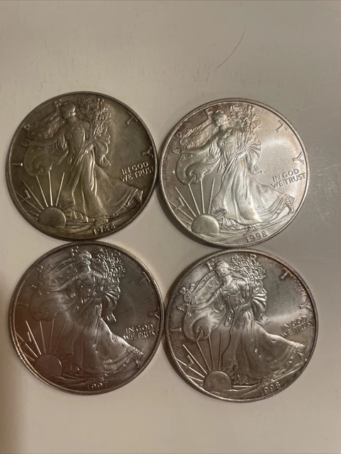 (4) 1988 Walking Liberty/Eagle 1 oz. Fine Silver Dollar(s) Proof Roll - OGP
