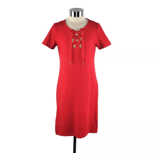 CALVIN KLEIN WOMEN'S Red Short Sleeve Casual Knee-Length Knit Dress ...