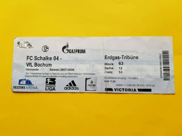 Billet De Football   Fc Schalke 04 - Vfl Bochum  Football Ticket  Collection