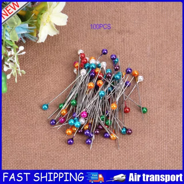 100pcs Round Pearl Head Sewing Needles Stitch Pins Bride Corsage(Multicolor AU
