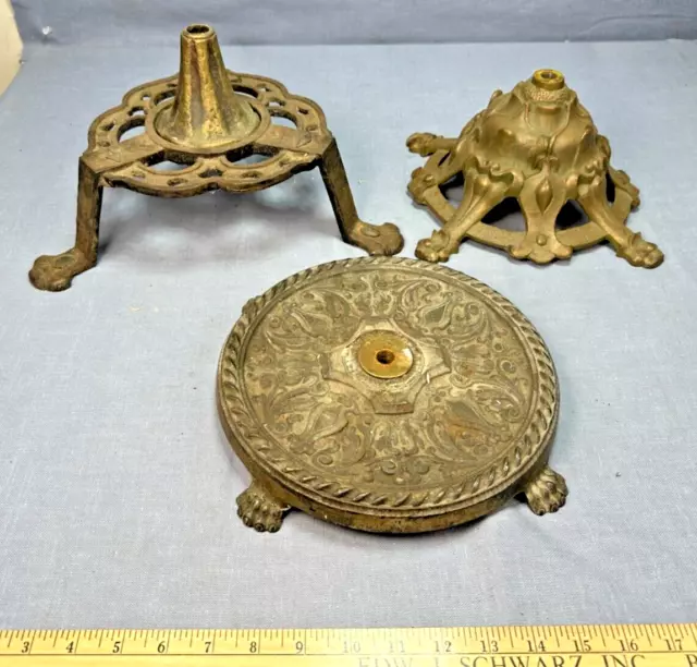 (3) Antique Iron Floor Lamp BASES Art Nouveau Era Restoration Parts 1-REMBRANDT