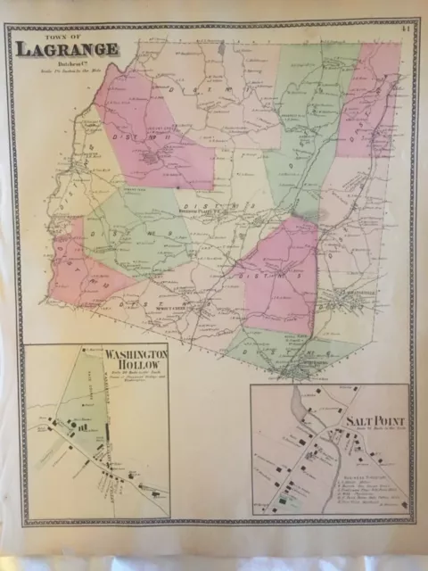 Town of Lagrange, Dutchess County, NY 1867 Lithograph by F.W. Beers