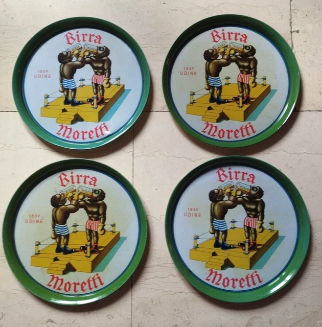 Piatto in Metallo Vassoio Pubblicitario Della Birra Moretti Di Udine Vintage