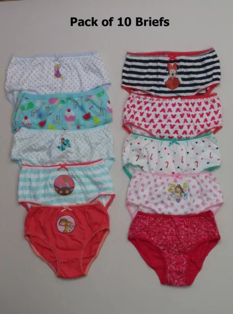 Girls 10 PACK M&S Marks & Spencer Pink Floral Disney Print Full Briefs Knickers