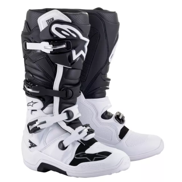 Alpinestars MX Off Road Motocross White Black Tech 7 Motorcycle Boots New