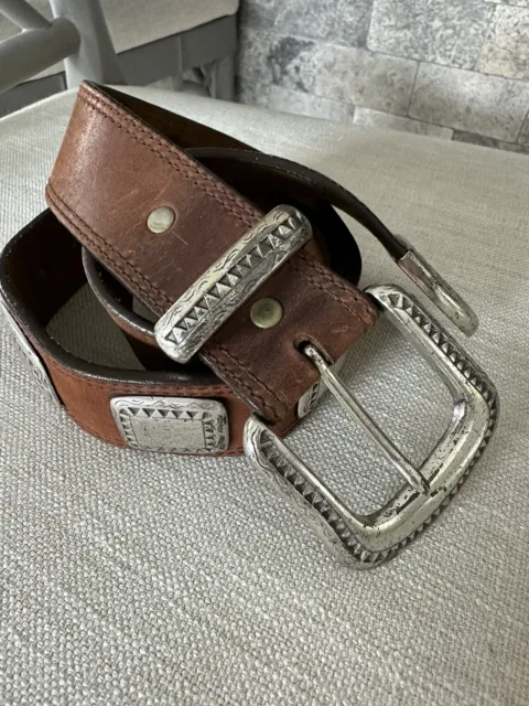 Vintage Billy Belts Calif Western Leather Belt  Silverplate  Conchos Size 30 USA