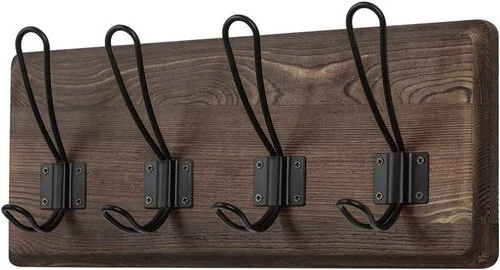 Wall mounted Coat Rack Wooden Coat Rack w/ 4 Hooks for Entryway Bathroom Kitchen
