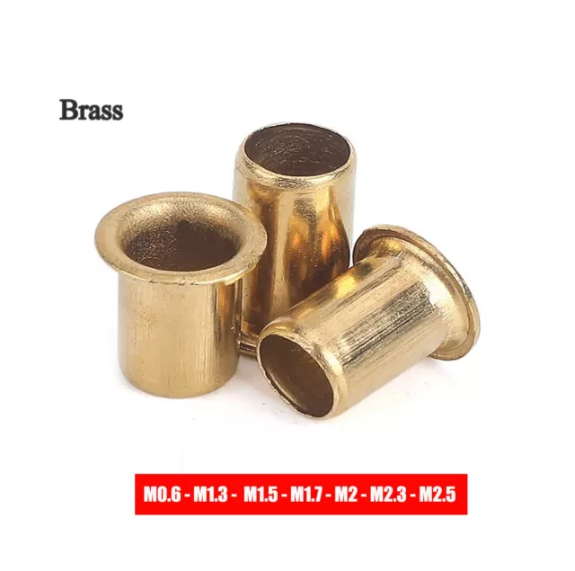 M0.9 - M2.5 Brass Eyelet Hollow Tubular Rivets Through Nuts Hole Grommets