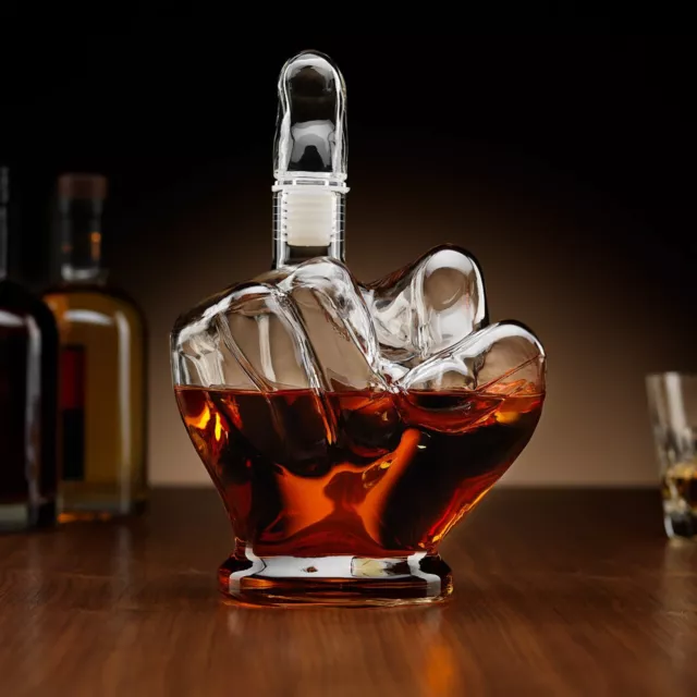 Milieu Doigt 1L Vin Liqueur Whisky Scotch Verre Carafe Drôle Barre Décor Cadeau