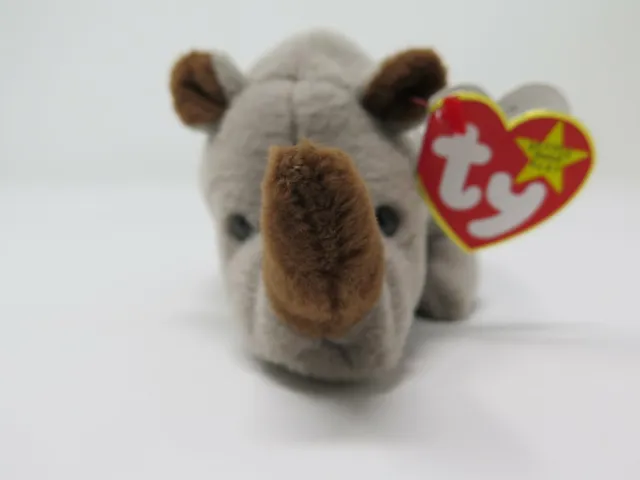 Ty Beanie Babies Baby Spike the Rhino AUGUST 13, 1996 retired PVC pellets NWT