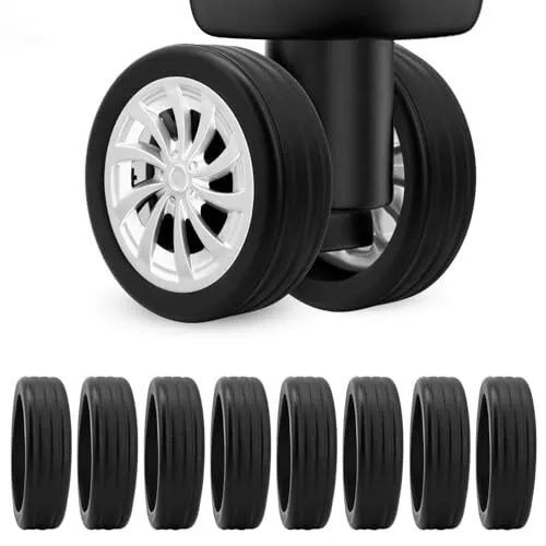 8Packs Luggage Wheel Covers, Silicone Luggage Wheel Covers for 8Pcs Black