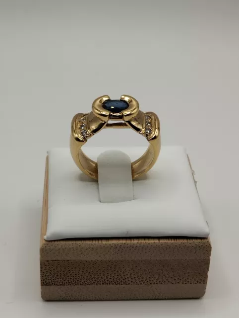 Bague authentique vermeil en or 18k et argent estelin masif et vrai saphir