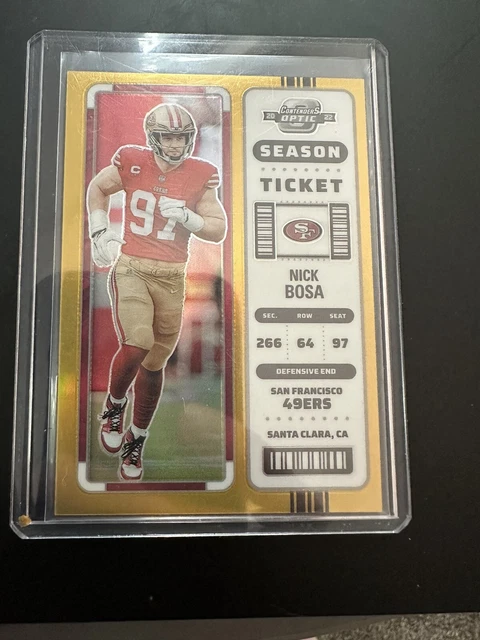 2022 Panini Contenders Optic Season Ticket Gold Prizm 03/10 Nick Bosa #19