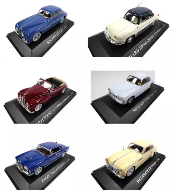 Lot de 6 Voitures Miniatures Panhard Bugatti Facel Hotchkiss 1/43 Ixo LVA01
