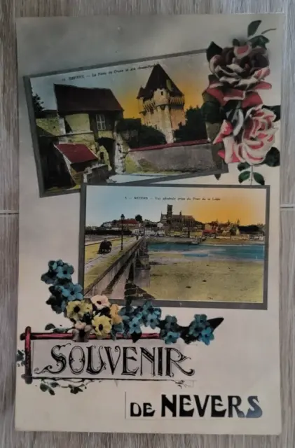 CPA colorisé Souvenir de Nevers, timbre oblitéré 1933