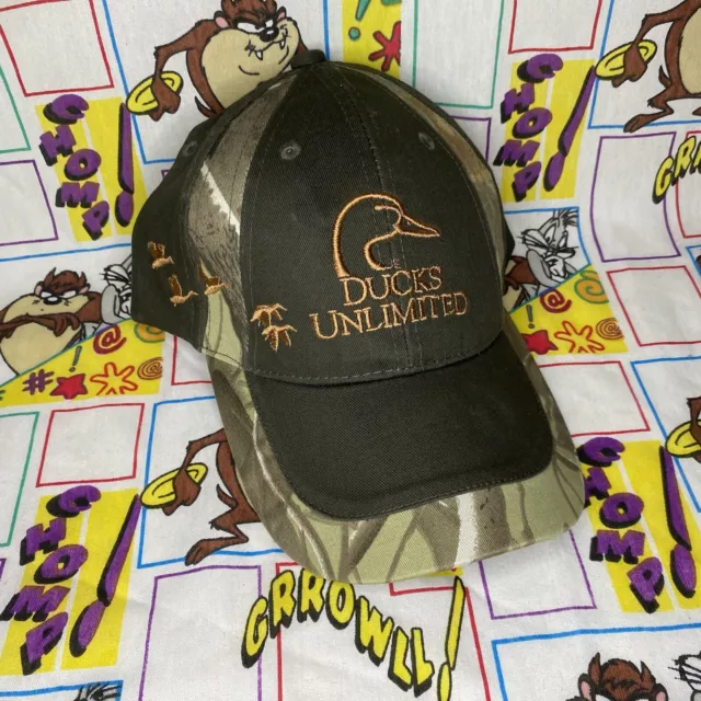 Camo Green Ducks Unlimited Hat Bronze Bird Flock Embroidery  DU Volunteer